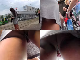 Best upskirt video of a brunette with a tiny g-string