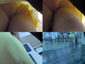 Upskirting footage of girl with flabby ass in thong