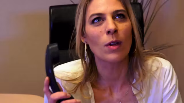 Skinny femdom secretary seduce postman for anal sex
