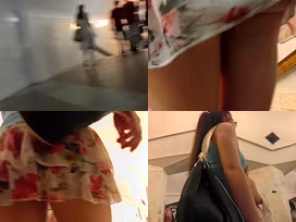 Yummy ass of a brunette seen in real upskirt movie