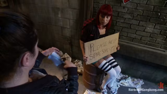 Street slut fucked by 5 guys at once