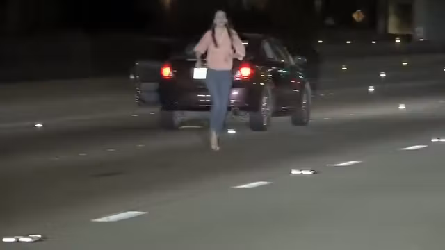 Stupid brunette risks her life for nothing
