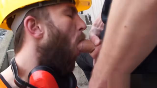 Bearded cock sucker orally services a big one for cash