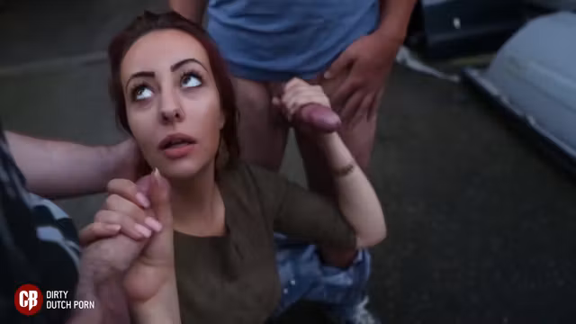Dutch Teenslut Outdoor Blowbang And Cumswallowe