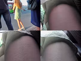 G-string and skinny ass of a redhead in upskirt mov