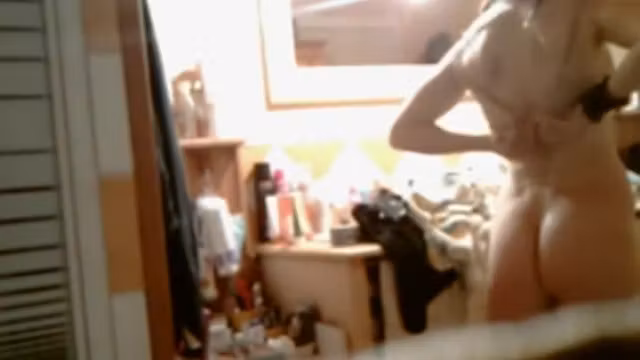 Chubby girl peeped walking around nude