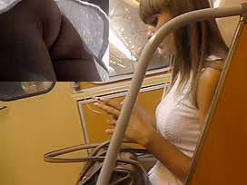 G-string looks outstanding in upskirt pussy scene