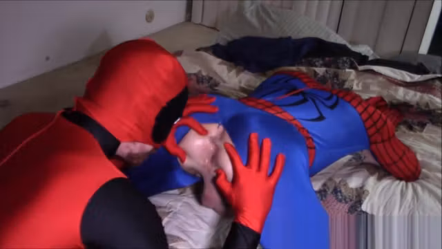 Drowning in Web - a Gay XXX DeadPool Spider-Man Cosplay Parody