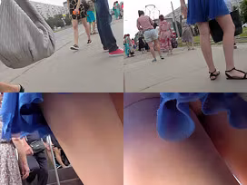 Chick wears a-line skirt and a g-string in upskirt mov