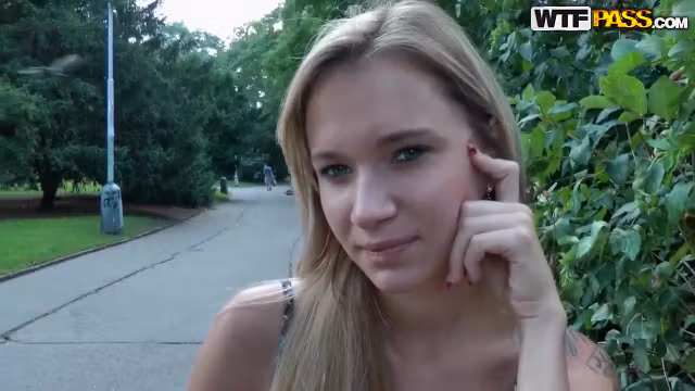 Arousing blonde amateur Beatrice shows her body in public