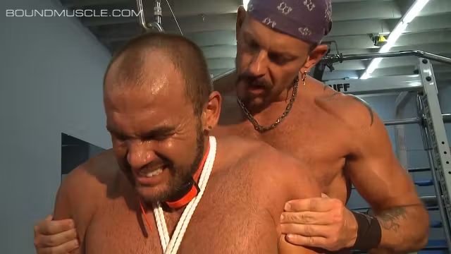 BoundMuscleJocks: Colin Steele Torments Jessie Balboa With Crop Electro And Ball Crusher