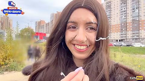 Stranger Came Massively On My Face In Car After Helping Fix It - Crazy Public Cumwalk