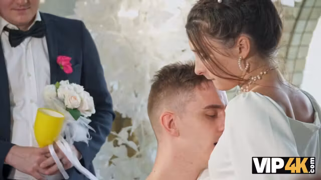VIP4K. Hot bride is having a rough sex with a master of ceremonies, guests are shocked