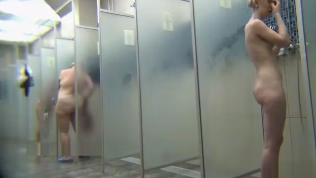 Gorgeous females in a public shower room