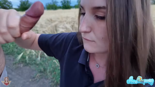 Blowjob In Field Cumshot In Mouth