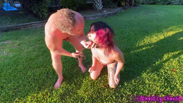 Puppy Girl Pissed On And Fucked By Dominant Stepdaddies Poolside