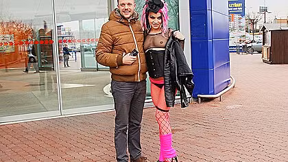 Bitchy goth chick has real group sex