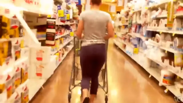 Chasing her thong through the store