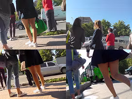 Skinny-bum slim chick caught wearing in upskirt vid