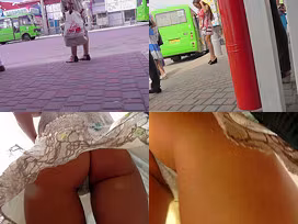 Upskirt porn with amateur blonde with a bubble butt