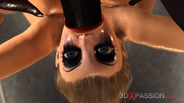 Horny blonde in restraints fucked hard by black man in mask