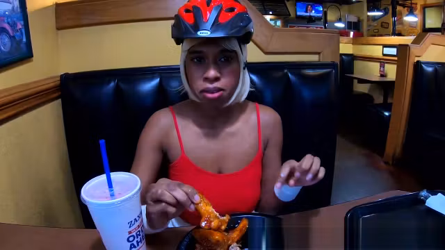 Msnovember Eating Real Food And Talking To Her Best Male Friend About World Of Warcraft In Public Diner , Flashing Her Big Natural Boobs With Puffy Nipples And Large Areolas , Squeezing Her Breasts Hard And Some Up Skirt Angles Reality Movie Porn