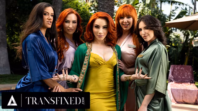 TRANSFIXED - Trans Dom Ariel Demure Hosts GROUP SEX ORGY WITH MILF MASSEUSES Penny Barber MORE