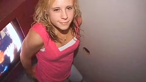 teen 18+ Blonde Swallower Of Jizz In Glory Hole Cock Fest Stuffing Them In Her Hot Mouth!