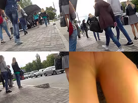Hot g-string upskirt video of a stunning lassie