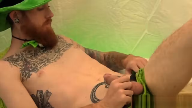 Red haired homo Dom Ty stroking that long man pride
