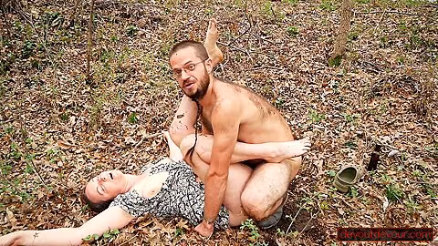 Fucked Good In The Woods: Milf Takes Cock Barefoot And Still In Dress From Hairy Man