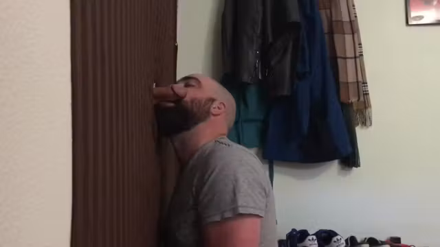 Straight married guy feeding me at my homemade glory hole