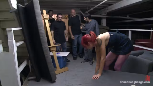 Art student 18+ Gangbang in Freight Elevator