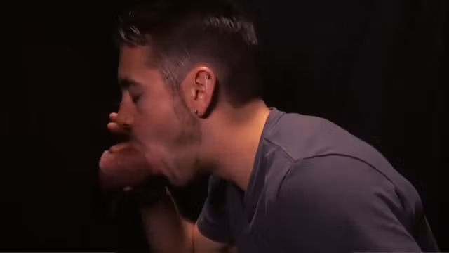 Gives Blowjob And Swallows In Gloryhole Room - FAMILYCOCKS.COM