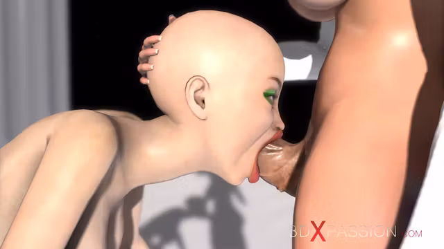 Sci-fi sex. 3d hot alien dickgirl plays with a sexy Chick in the space station