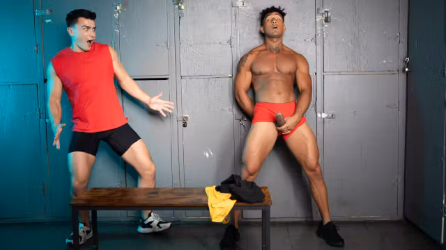 Spotted By The Gym Bro Scene Poster on men with Kenzo Alvarez, Mister Deep Voice