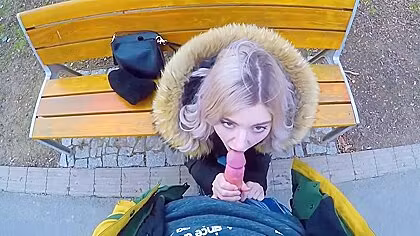 Eva Elfie In Cute teen 18+ Swallows Cum For Cash - Public Blowjob In The Park By