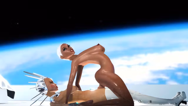 Super sexy android dickgirl fucks a hot ebony on a spaceship