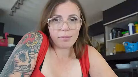 Lovely Lady With Big Tits, Tattoos And Glasses, Yogabella