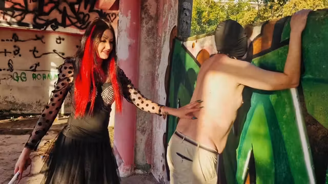 Bdsm Femdom Flogging Punishes Her Slave At Sunset In An Abandoned Building. Back Scratching With Dominatrix Nika