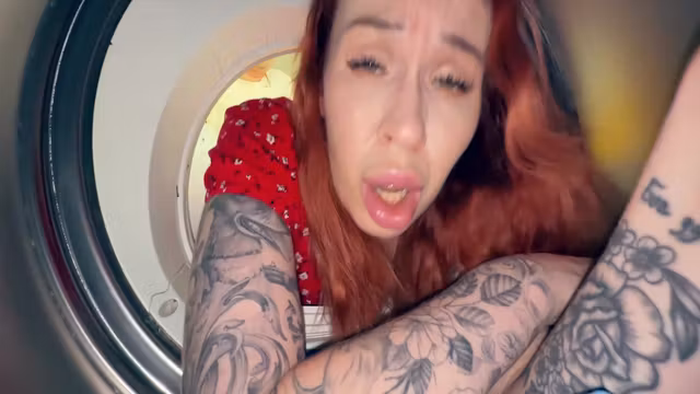 Stepson Fucks Stepmom Stuck In Washer - Hot Creampie Finish