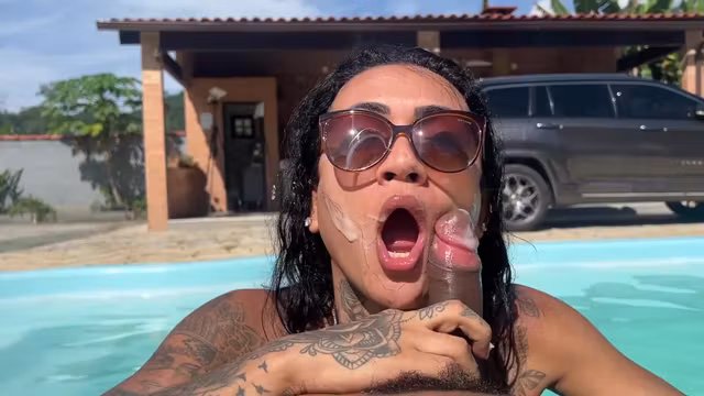 Lots Of Cum On The Hotties Tongue With Nathalia Fontes