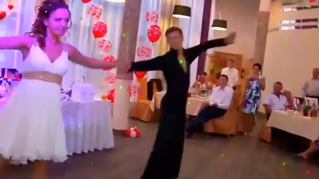 Acrobatic wedding dance reveals panties