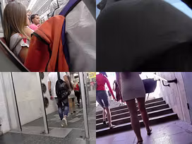 Mini skirt on the flabby butt in accidental upskirt