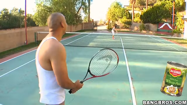 Petite tight ass Sadie West gives at tennis court