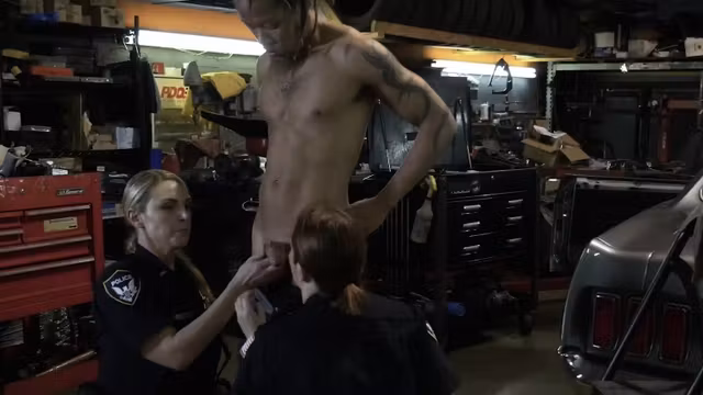 Mechanic is subdued by perverted milf cops into hot sex