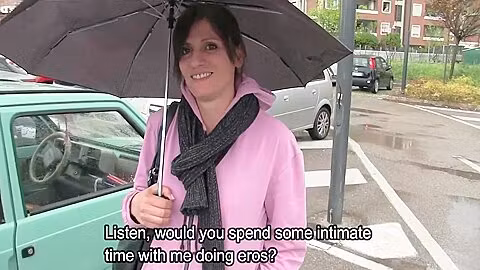 English Subtitles - Married Italian Milf Accepts The Indecent Proposal And Goes With The Stranger Hesitating A Little