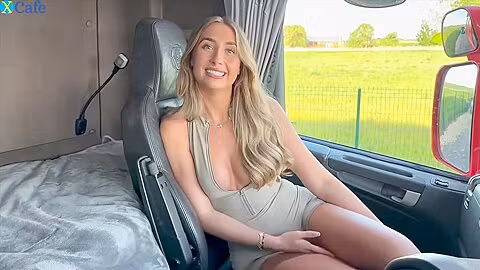 Sexy Slim Blonde Cutie Cheats On Her Bf, Rewarding The Trucker With Bj & Sex For Giving Her A Lift