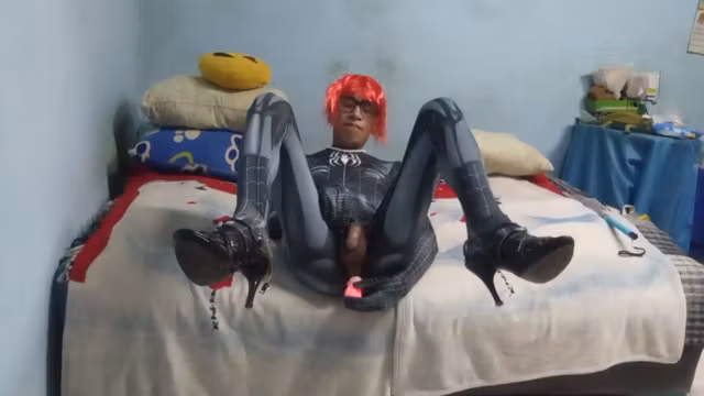 Joselynne Crossdresser In Tight Cosplay Web In Tall Heels Last