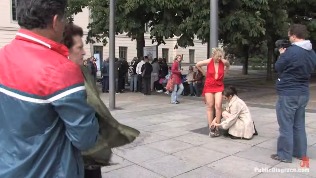Kitty laughed at and fucked in public